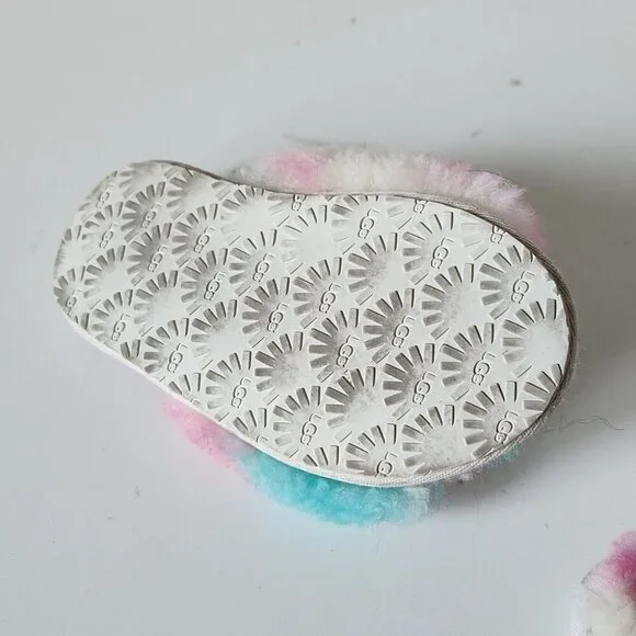 UGG | Slipper Cotton Candy Kids Fluff Yeah Fur Pink Blue baby Sz 8 - Picture 4 of 4